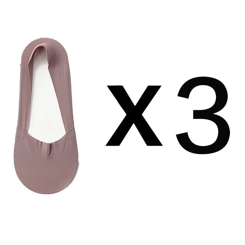 3 Pairs Women Socks High Quality Matching Casual Socks Summer Thin Cotton Bottom Non-Slip Invisible Low Short Socks Breathable